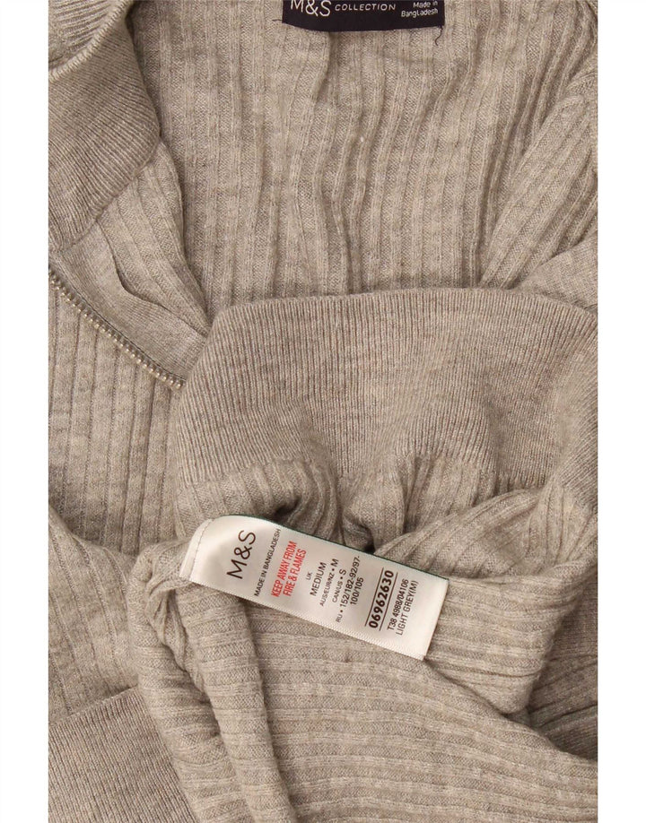 Marks & Spencer Herren-Pullover mit Reißverschluss am Hals, mittelgraue Viskose