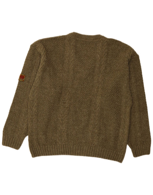 Vintage Herren V-Ausschnitt Pullover Pullover Medium Khaki Acryl