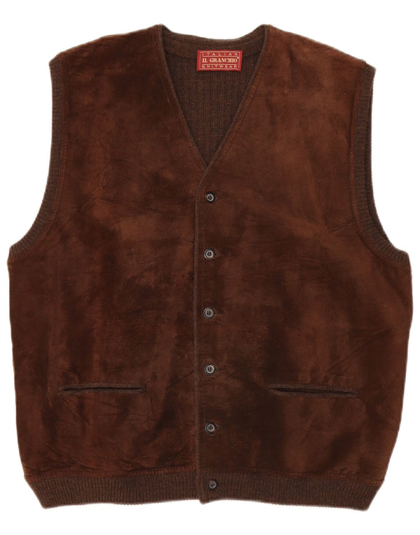 Il Granchio Herren Wildlederweste Mittelbraunes Leder