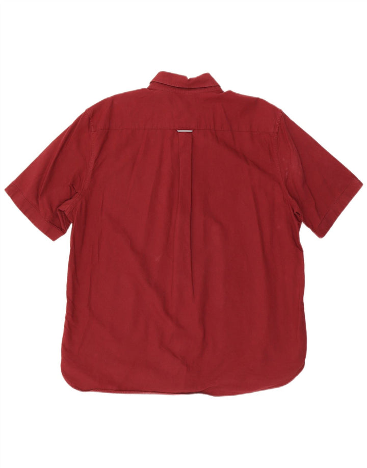 Fred Perry Herren-Kurzarmhemd XL aus kastanienbrauner Baumwolle