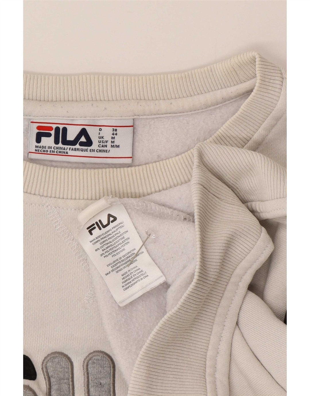 Fila Herren Grafik-Sweatshirt-Pullover aus mittelweißer Colourblock-Baumwolle