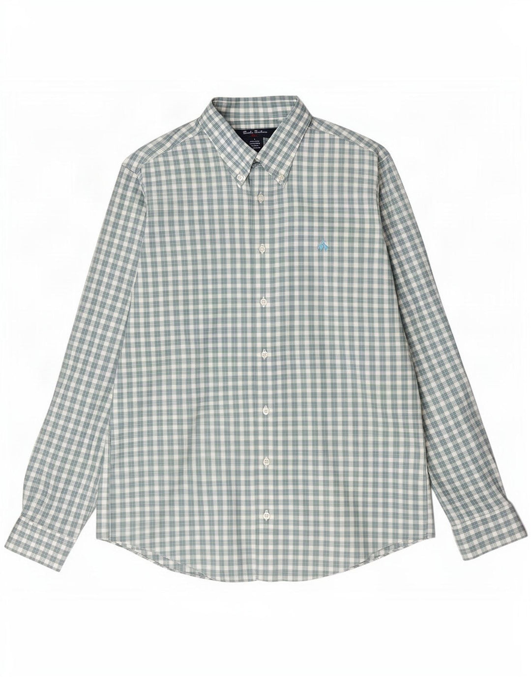 Brooks Brothers Herrenhemd, groß, grün kariert, Baumwolle