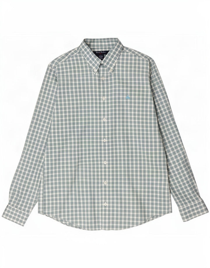 Brooks Brothers Herrenhemd, groß, grün kariert, Baumwolle