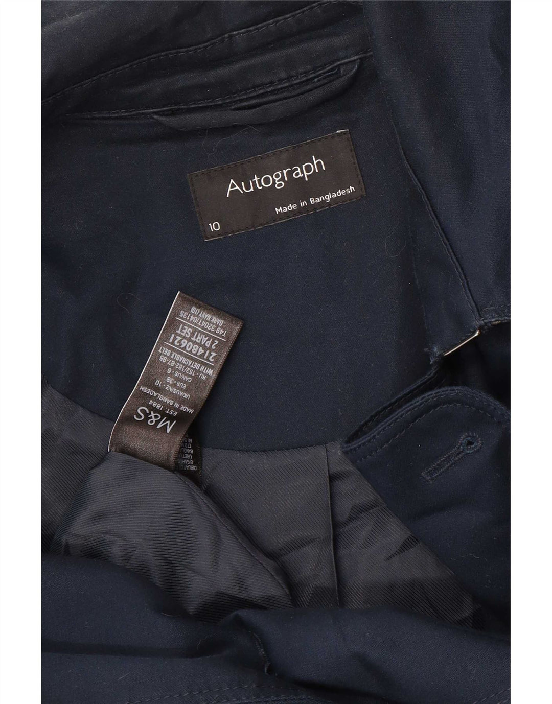 Marks & Spencer Damen Autograph Trenchcoat UK 10 Small Marineblau Baumwolle