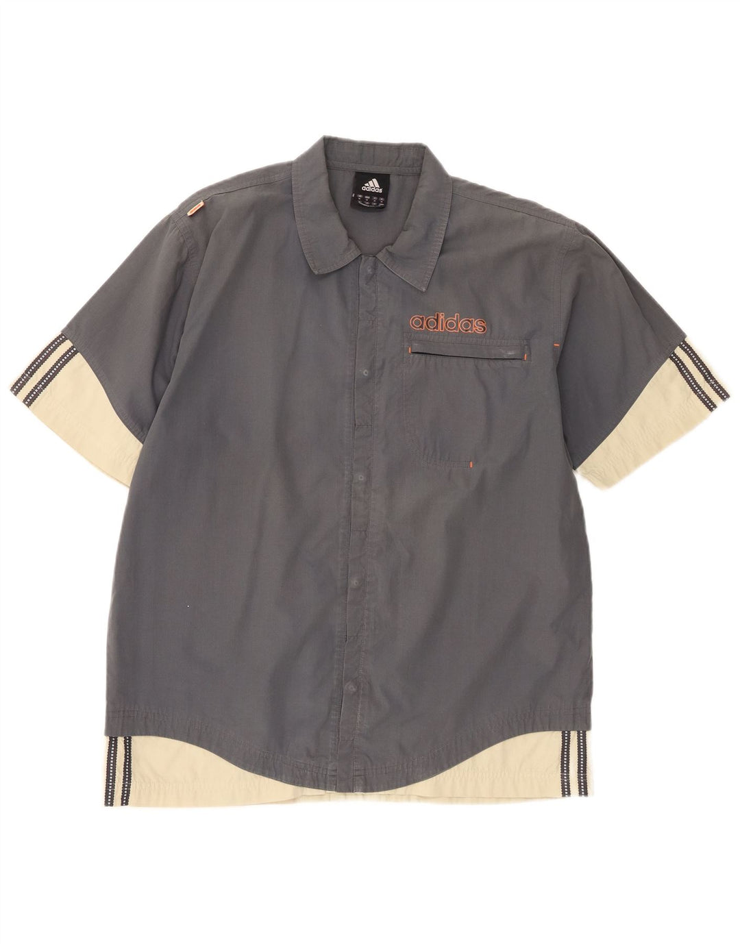 Adidas Herren-Kurzarmshirt Mittelgraues Colourblock-Polyester