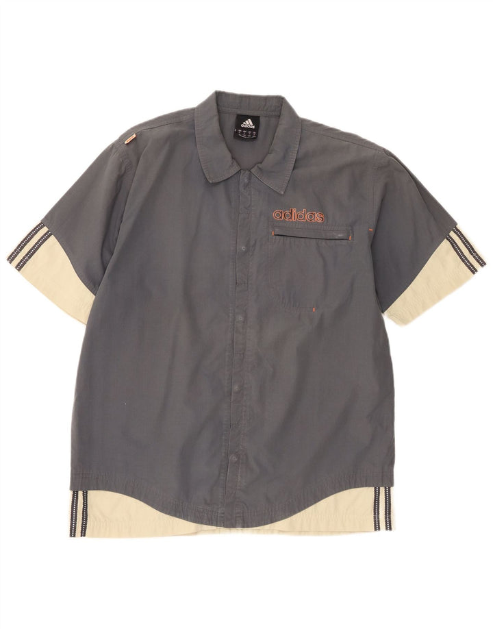 Adidas Herren-Kurzarmshirt Mittelgraues Colourblock-Polyester