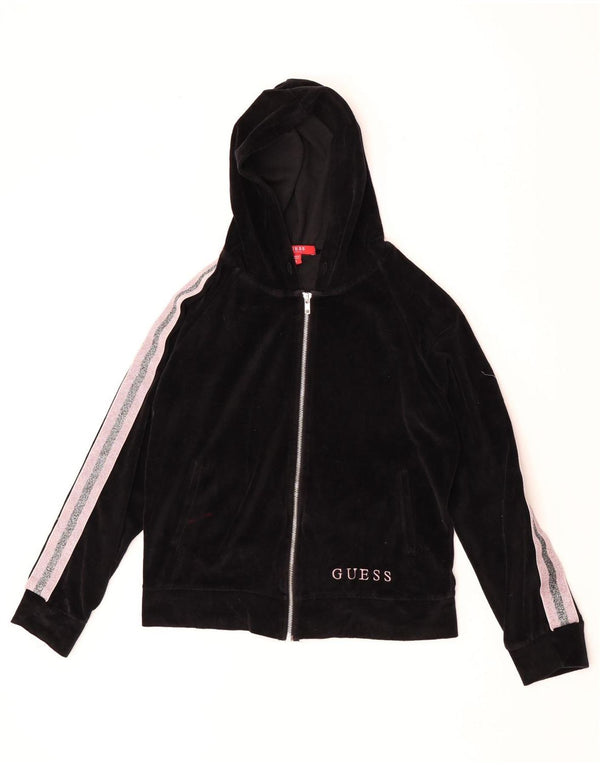 Guess Damen-Pullover mit Kapuze, übergroß, mit Reißverschluss, UK 10, Größe S, Schwarz, Farbblock