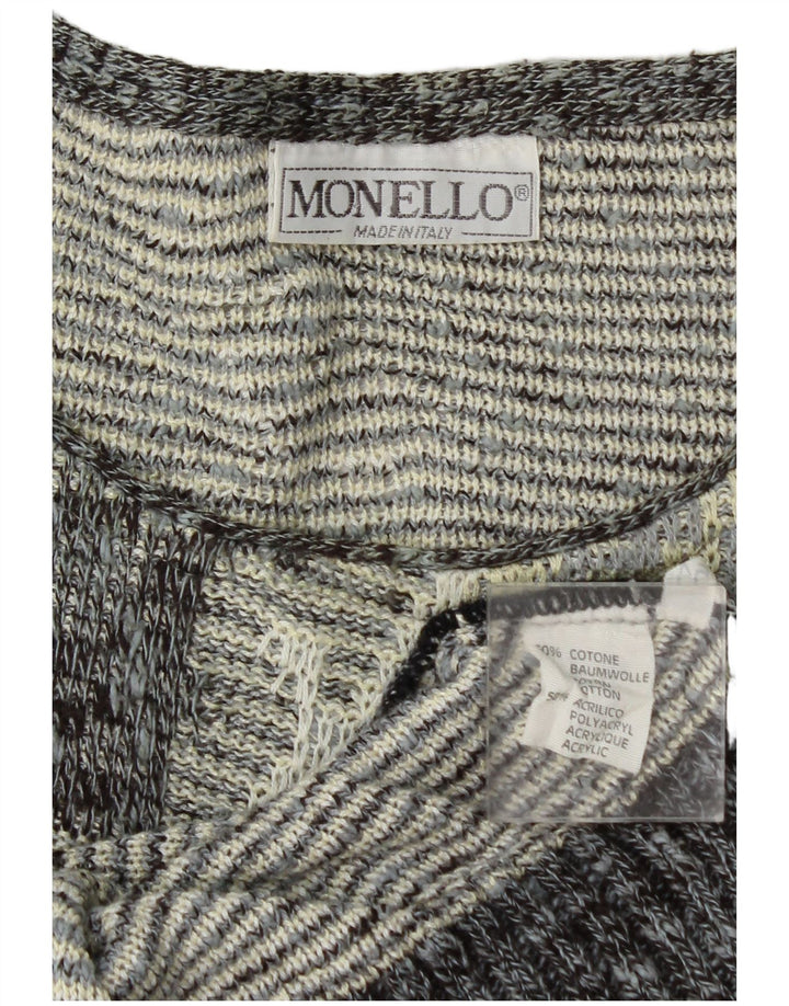 Monello Herren-Pullover mit U-Boot-Ausschnitt, groß, graue Paisley-Baumwolle
