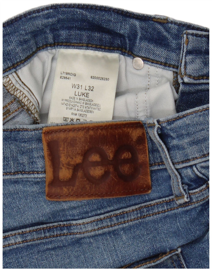 Lee Damen Luke Slim Jeans W31 L32 Blaue Baumwolle