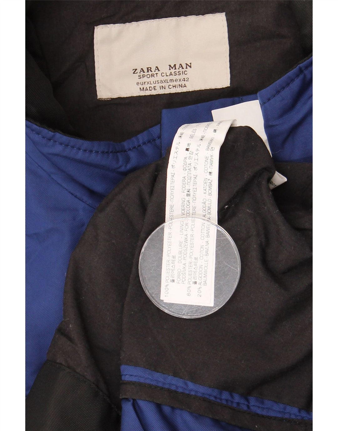 ZARA Herren Bomberjacke UK 42 XL Blau Polyester