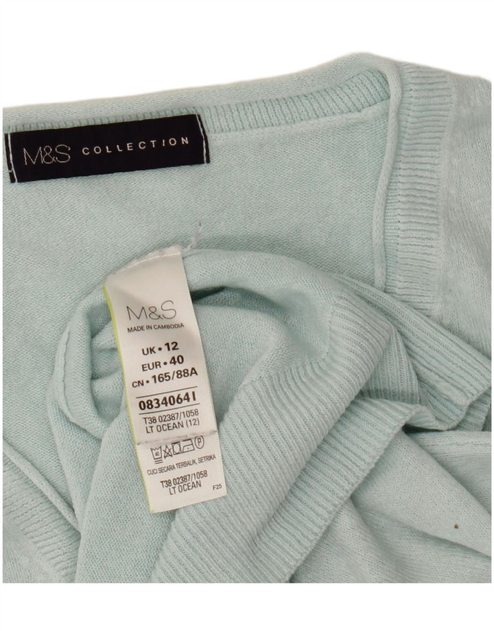 Marks & Spencer Damen-Pullover mit V-Ausschnitt, UK 12, Mittelblau, Acryl
