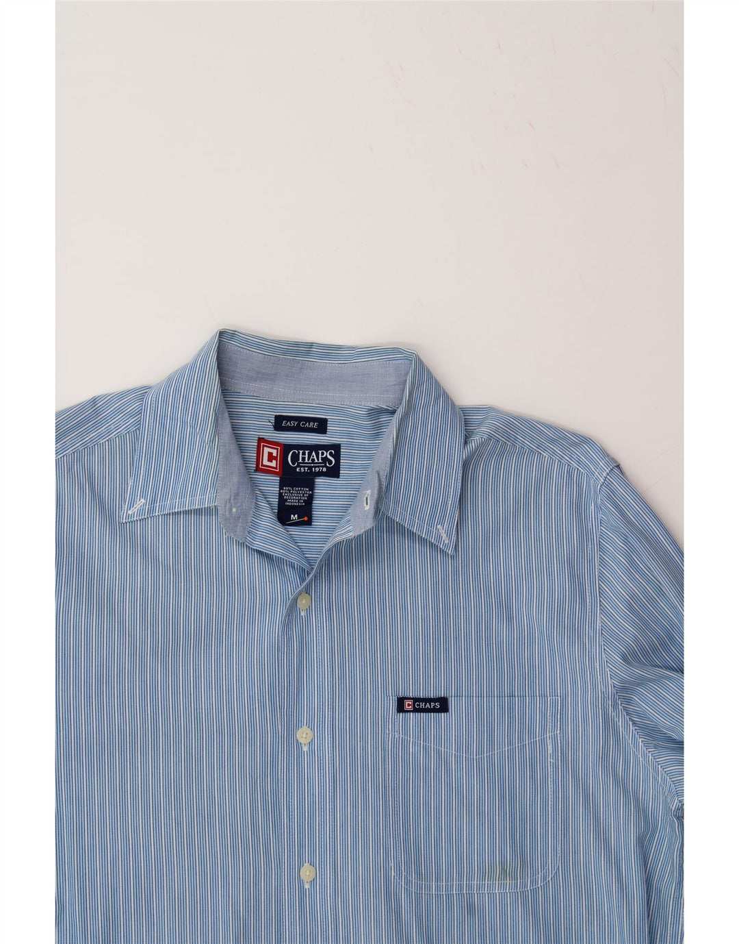 CHAPS Mens Shirt Medium Blue Striped Cotton Vintage Chaps and Second-Hand Chaps from Messina Hembry 