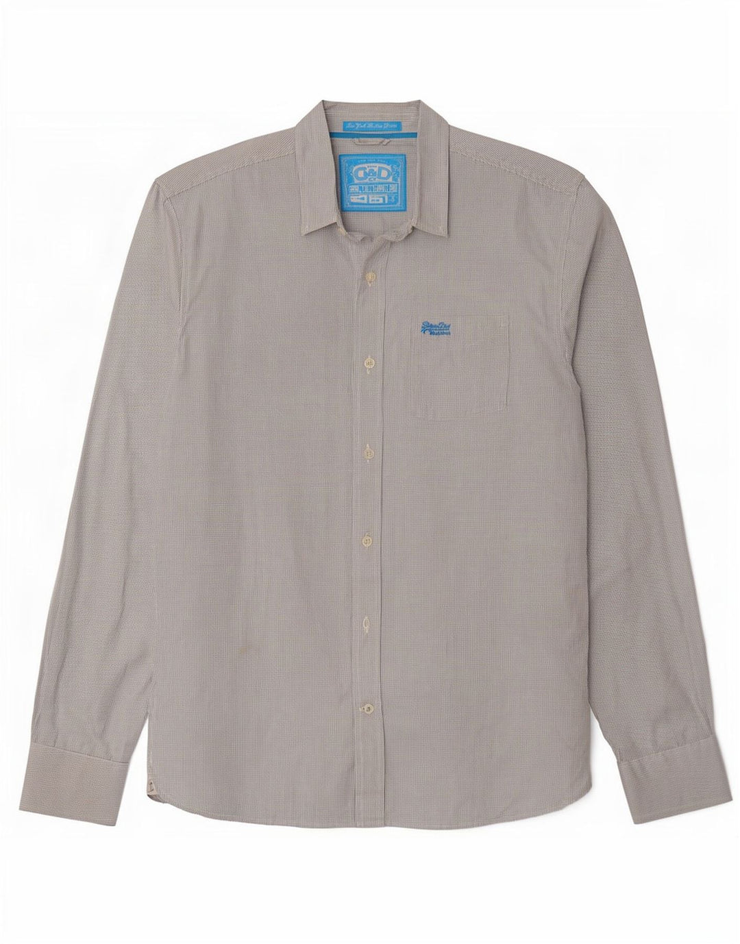 Superdry Herrenhemd 2XL, weiße Gingham-Baumwolle
