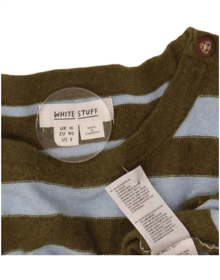 White Stuff Damen-Pullover mit U-Boot-Ausschnitt, Gr. 12, mittleres Khaki, gestreift