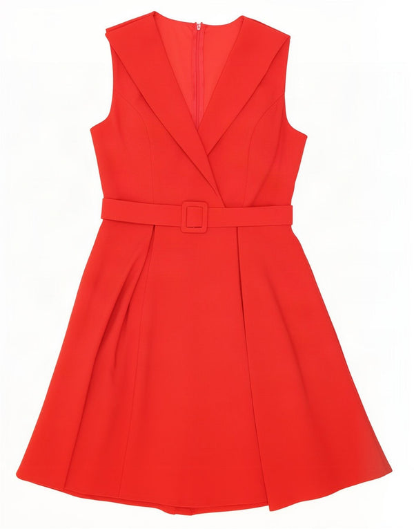 Les Voiliers Damen ärmelloses A-Linien-Kleid UK 14 Large Rot Polyester