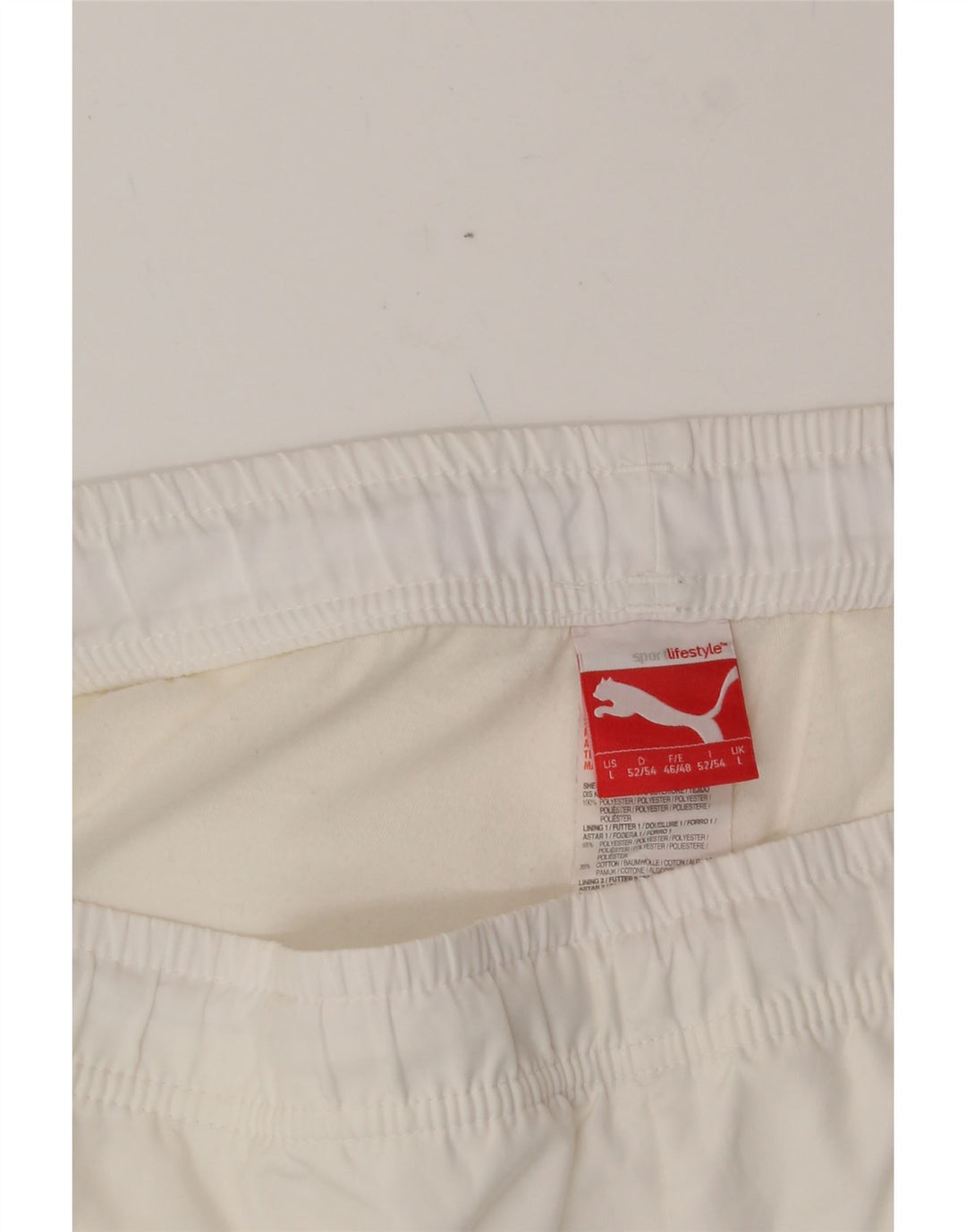 PUMA Mens Graphic Tracksuit Trousers Joggers Large  White Polyester Vintage Puma and Second-Hand Puma from Messina Hembry 