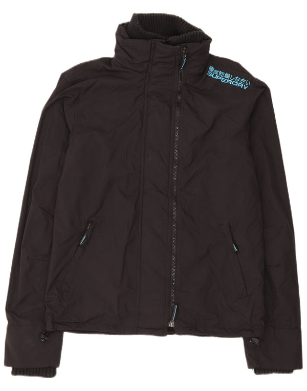 SUPERDRY Übergroße Damen-Windbreakerjacke mit Grafik, UK 14, Mittelschwarz