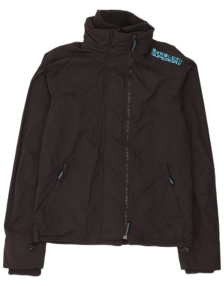 SUPERDRY Übergroße Damen-Windbreakerjacke mit Grafik, UK 14, Mittelschwarz