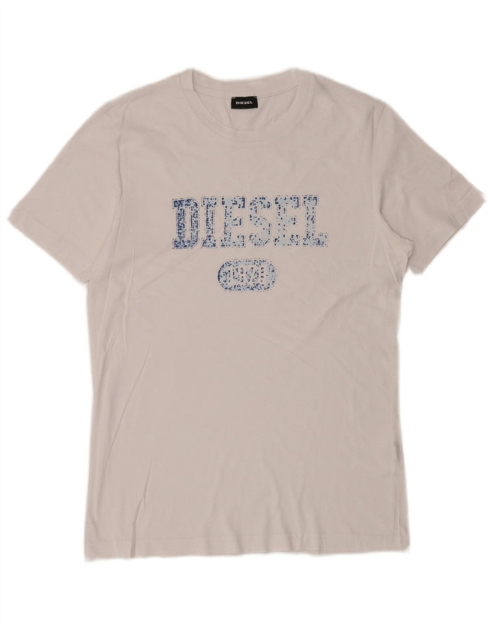 Diesel Herren Grafik-T-Shirt-Oberteil Mittelweiß
