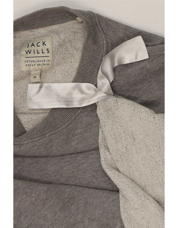 Jack Wills Herren-Sweatshirt-Pullover aus mittelgrau gefleckter Baumwolle