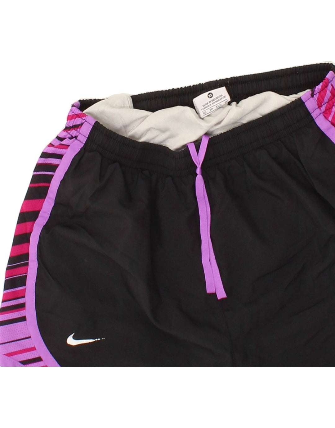 NIKE Womens Sport Shorts UK 4 XS Black Striped Polyester Vintage Nike and Second-Hand Nike from Messina Hembry 