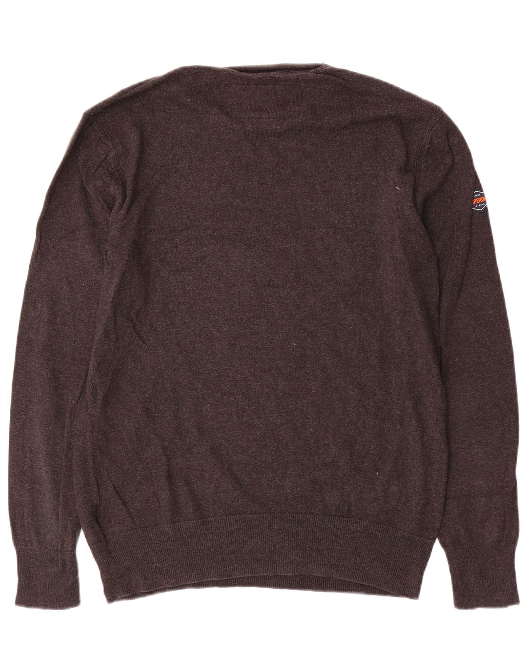 Superdry Herren-Pullover mit U-Boot-Ausschnitt aus mittelgrauer Baumwolle