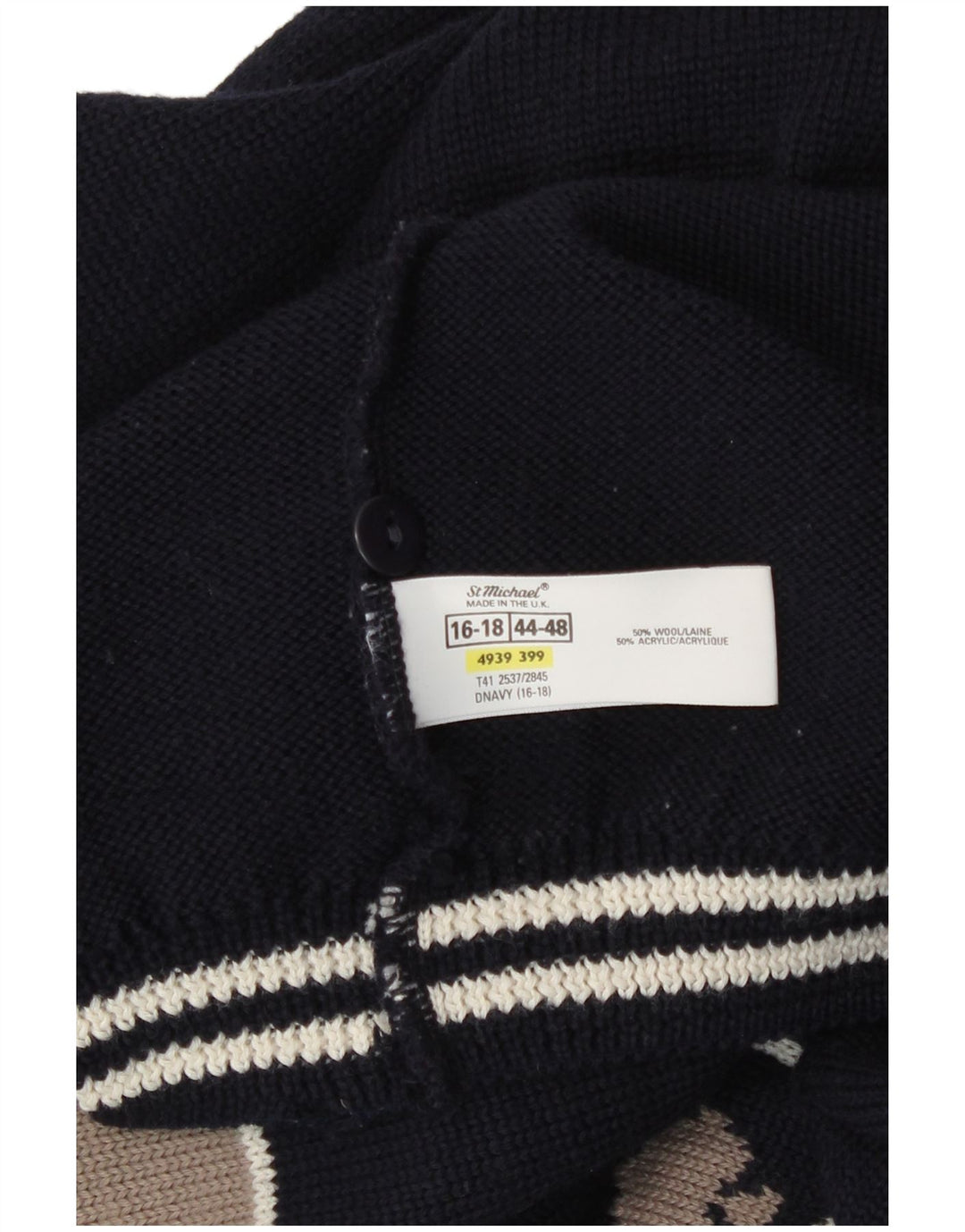 St Michael Damen-Strickjacke, Gr. 16/18, groß, Marineblau, Farbblock