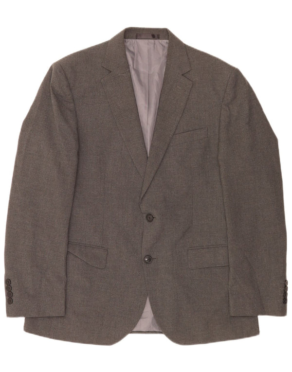 Marks & Spencer Mens Regular Fit 2 Button Blazer Jacket UK 40 Medium Grey