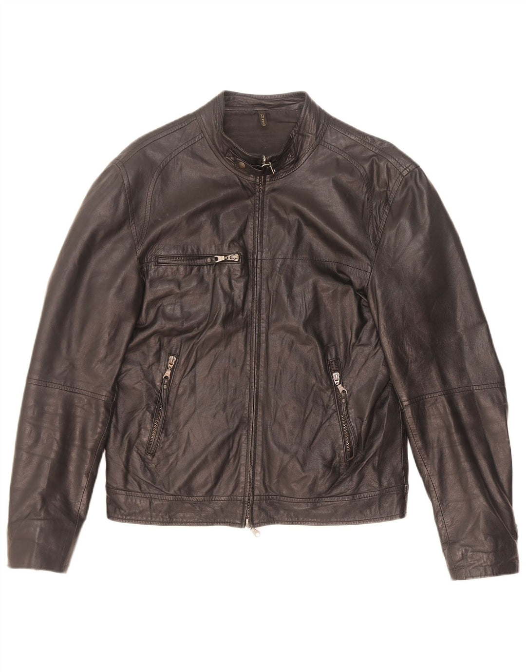 Vintage Herren Leder Bikerjacke IT 46 Small Schwarz
