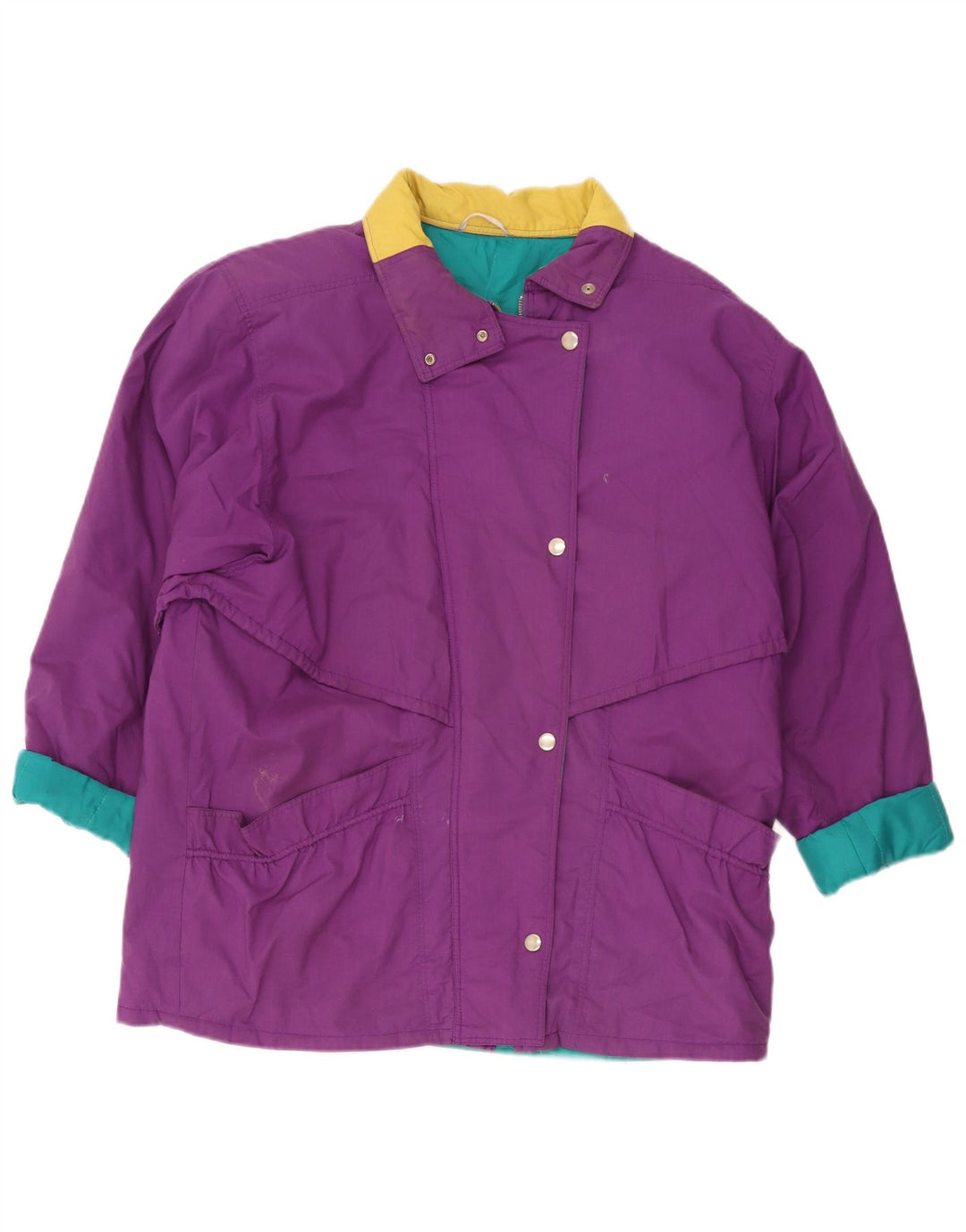 Vintage Damen Windjacke UK 18 XL Lila Colourblock Polyester