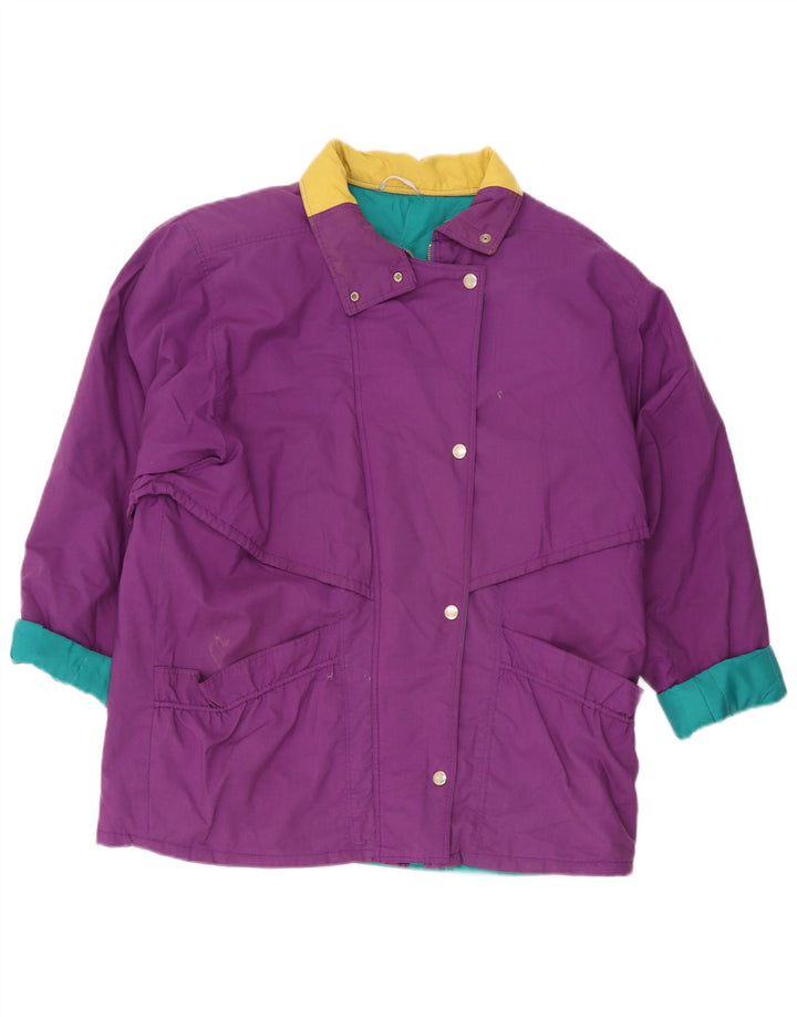 Vintage Damen Windjacke UK 18 XL Lila Colourblock Polyester