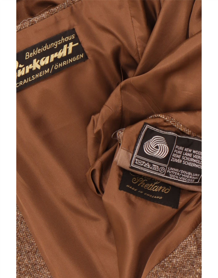 VINTAGE Herren-Blazer mit 2 Knöpfen, UK 38, mittelbraun gefleckte Schurwolle