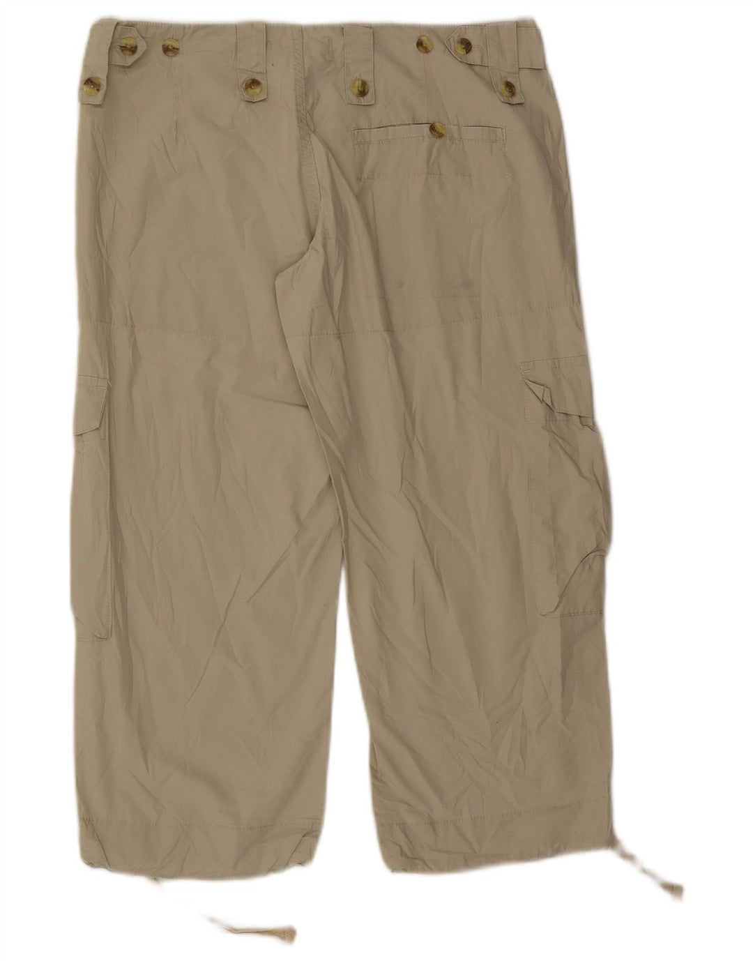 Vintage Damen Cargo Capri Hose Klein W27 L21 Beige Baumwolle