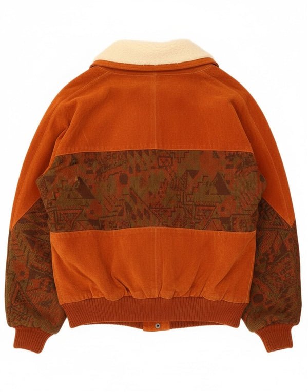 Vintage Herren Sherpa Wildlederjacke UK 42 XL Braunes Colourblock-Leder