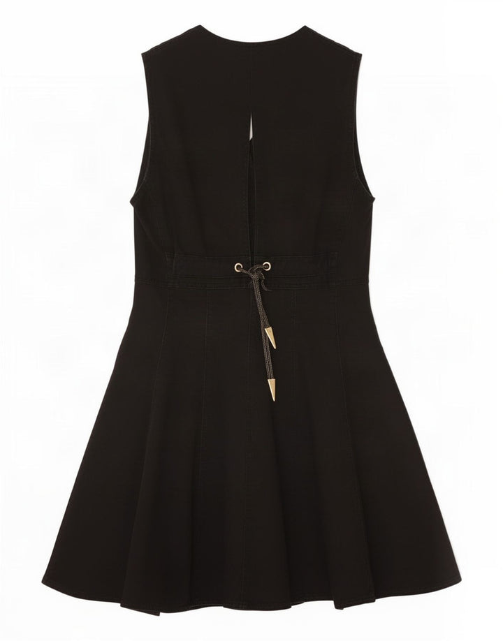 Roccobarocco Damen ärmelloses Jeanskleid IT 44 Mittelschwarze Baumwolle