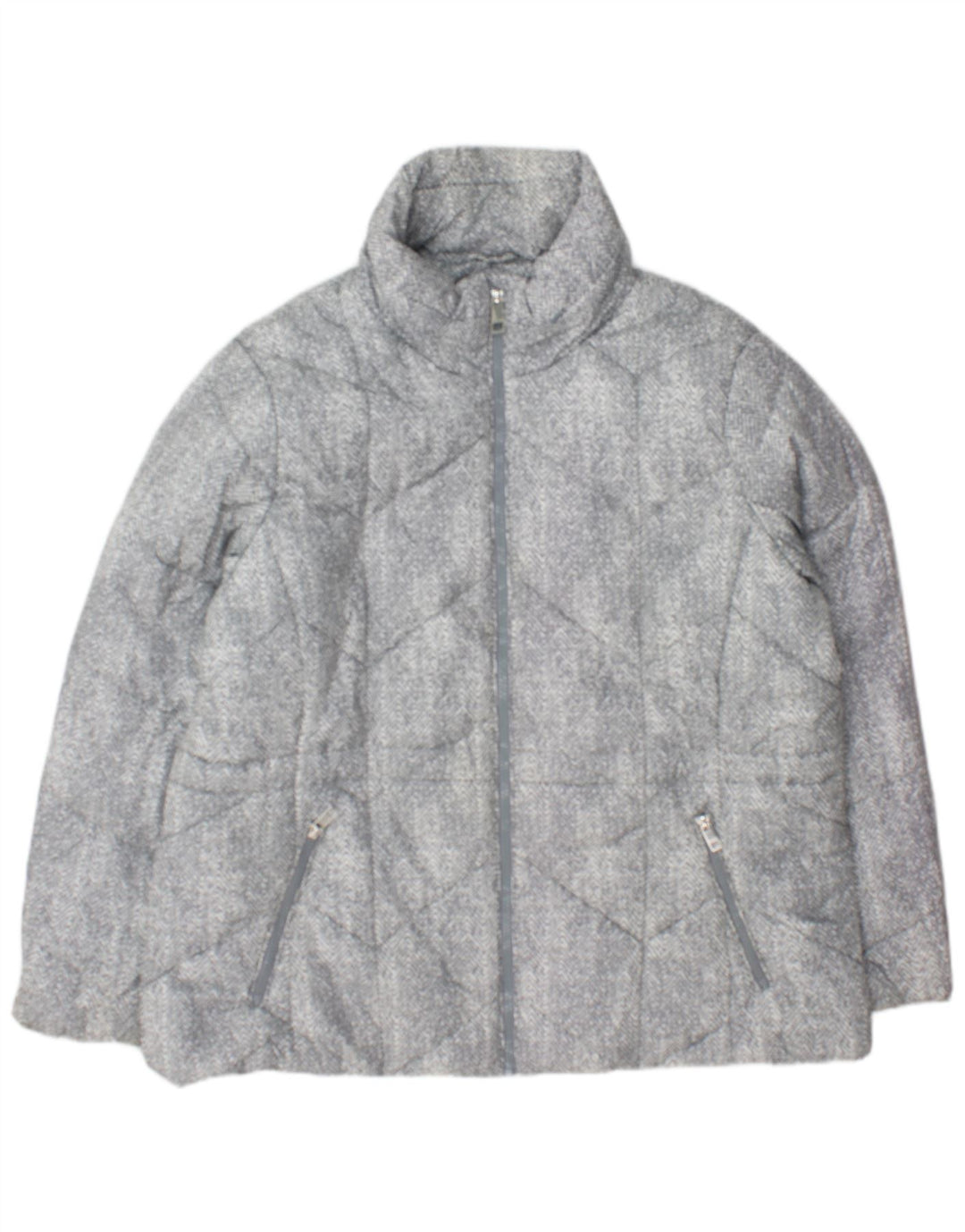 Marks & Spencer Damen Wattierte Jacke UK 20 2XL Graues Fischgrätenmuster aus Polyester