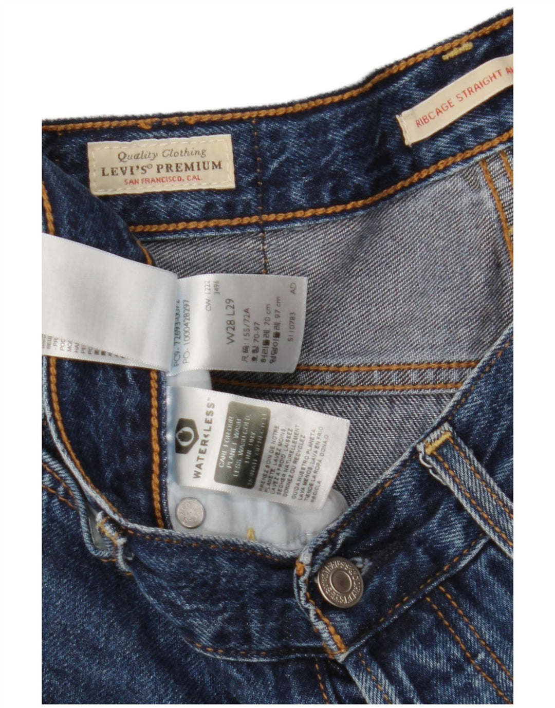 LEVI'S Herren Ribcage Straight Jeans W28 L29 Blaue Baumwolle