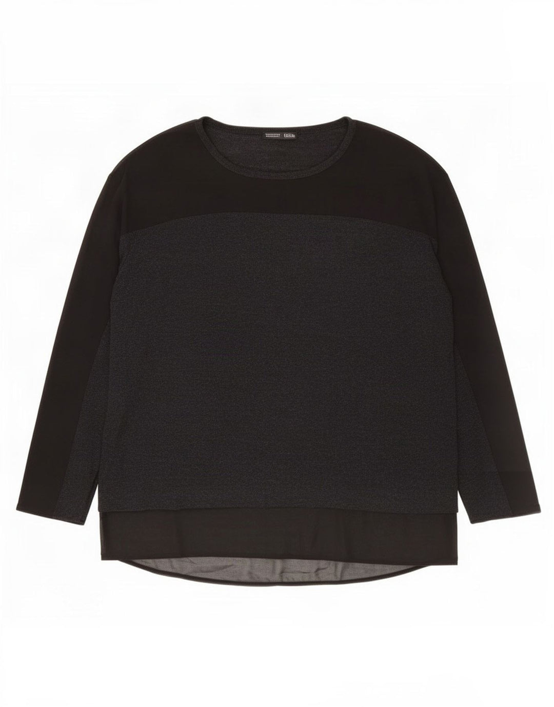 Zara Damen Übergroßes Top Langarm UK 14 Mittelschwarze Viskose