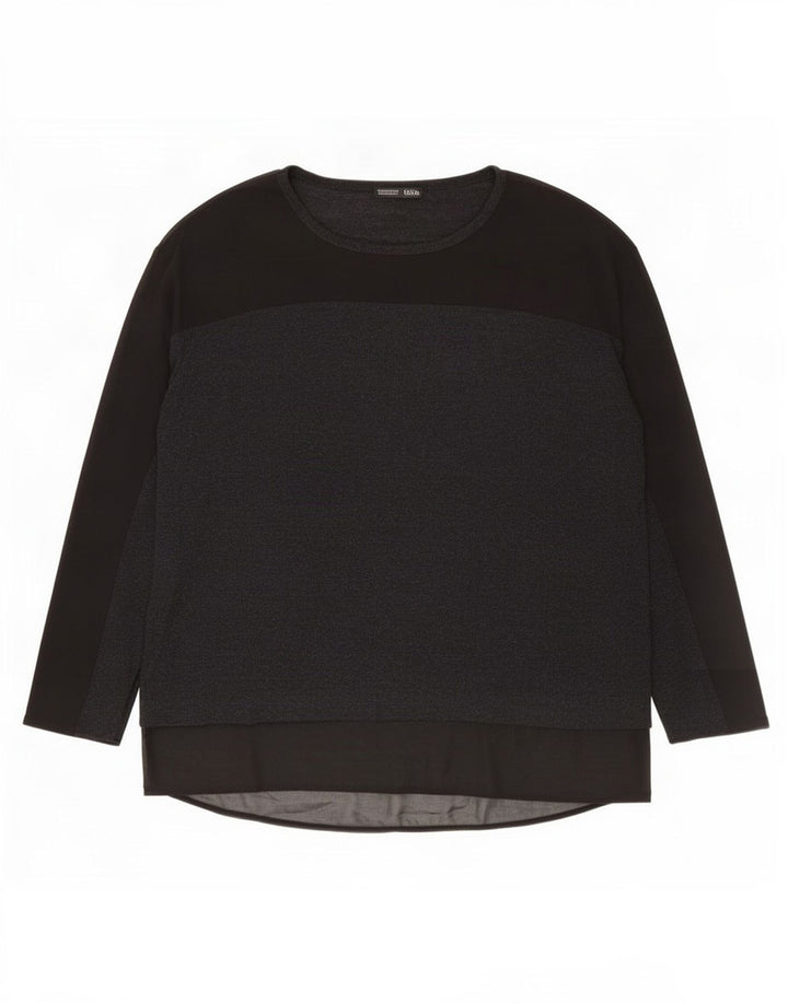 Zara Damen Übergroßes Top Langarm UK 14 Mittelschwarze Viskose