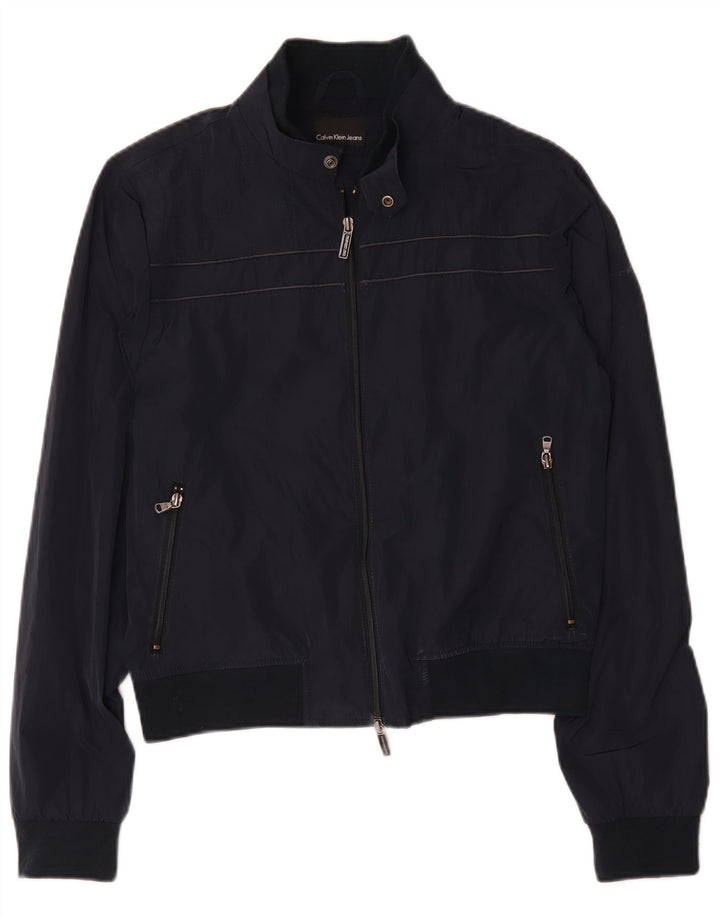 Calvin Klein Jeans Herren Bomberjacke UK 40 Large Marineblau Polyester