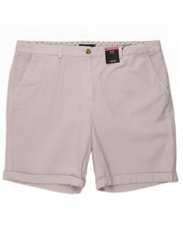 Marks & Spencer Damen-Chinoshorts mit hoher Taille, UK 22 3XL W41, blaue Baumwolle
