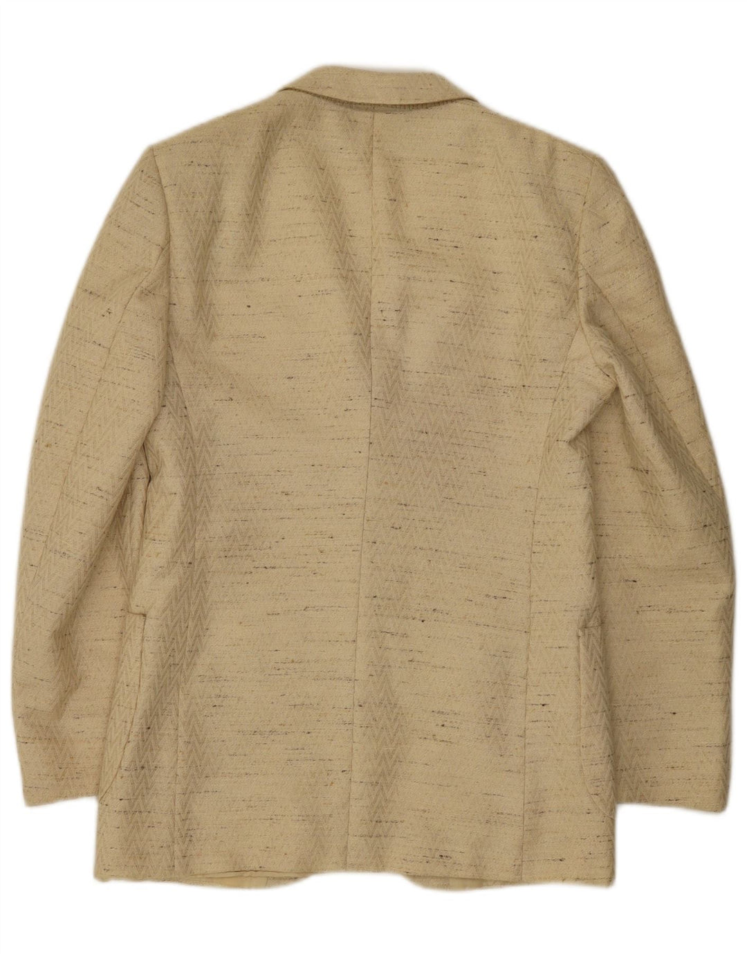 Vintage Herren 3-Knopf-Blazerjacke IT 48 Mittelbeige gefleckte Schurwolle