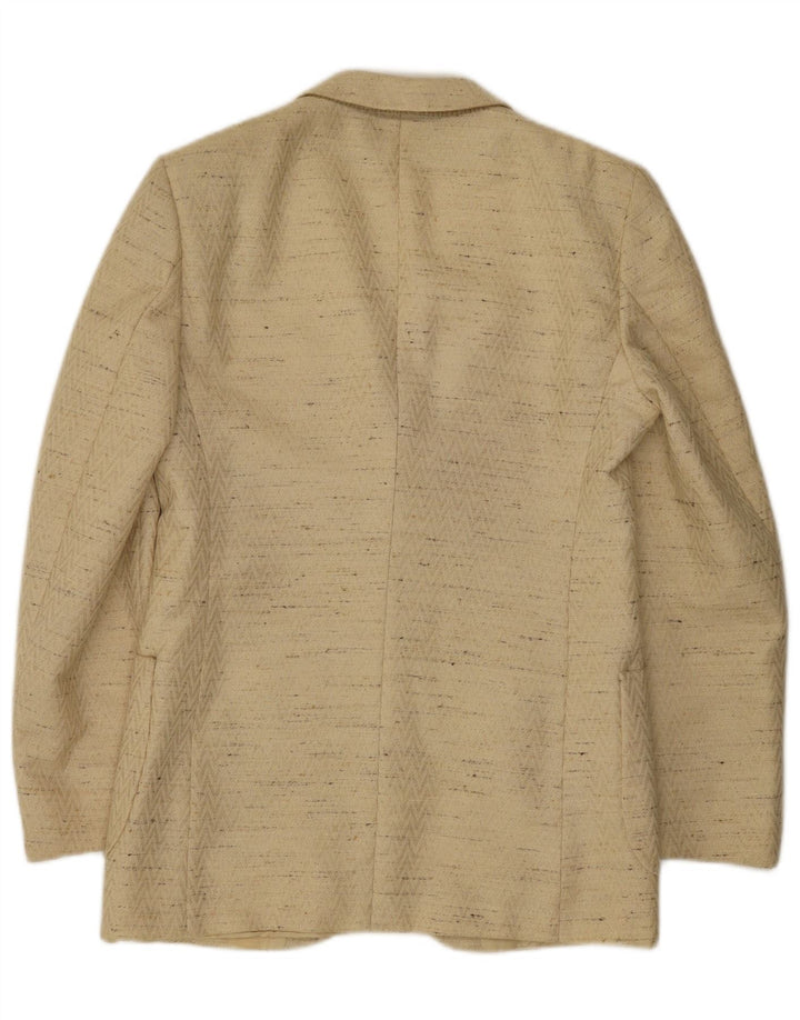 Vintage Herren 3-Knopf-Blazerjacke IT 48 Mittelbeige gefleckte Schurwolle
