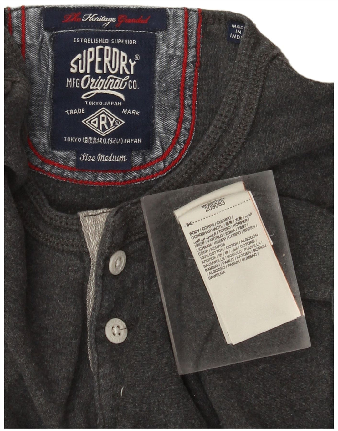 Superdry Herren Heritage Top Langarm mittelgraue Baumwolle