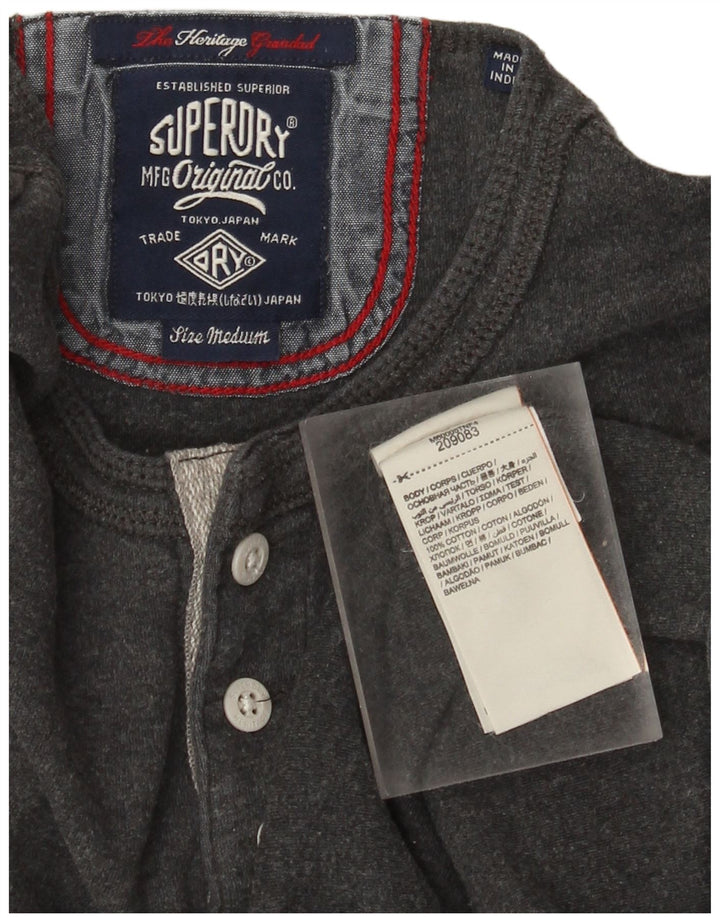 Superdry Herren Heritage Top Langarm mittelgraue Baumwolle