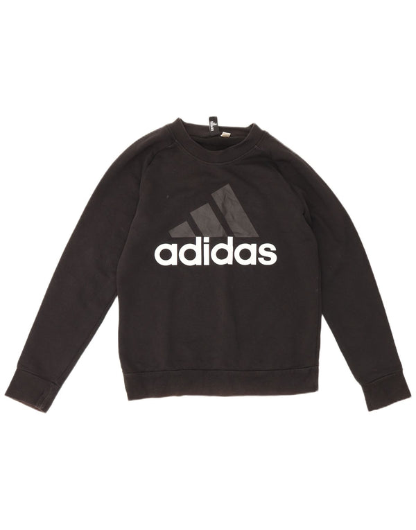 Adidas Damen Graphic Sweatshirt Pullover UK 12 Medium Schwarz Sport