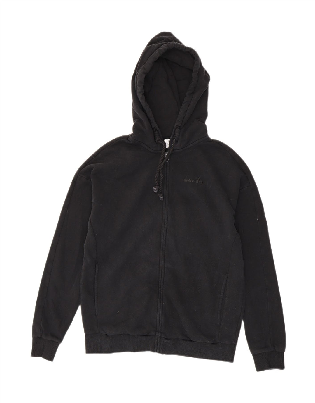 Diadora Herren-Kapuzenpullover mit Reißverschluss, Größe S, schwarze Baumwolle