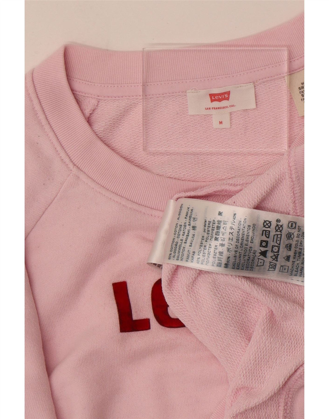 Levi's Damen-Sweatshirt mit Grafik-Übergröße, Größe UK 14, mittelrosa, Baumwolle