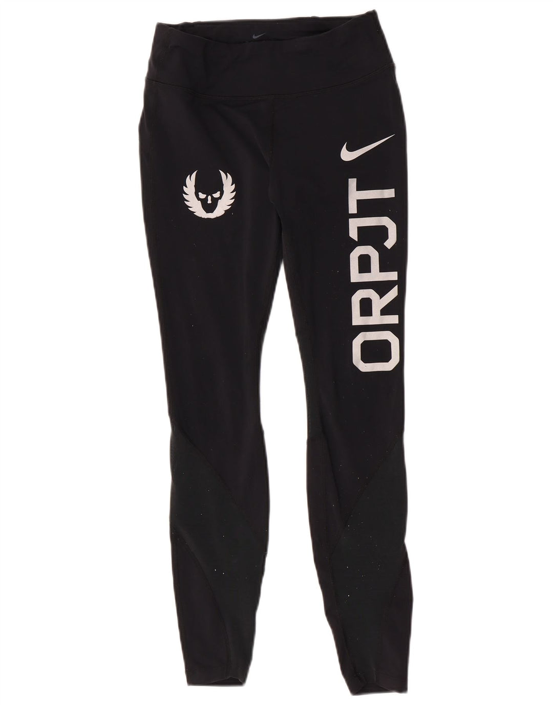 Nike Damen Oregon Graphic Leggings UK 8 Small Schwarzes Nylon