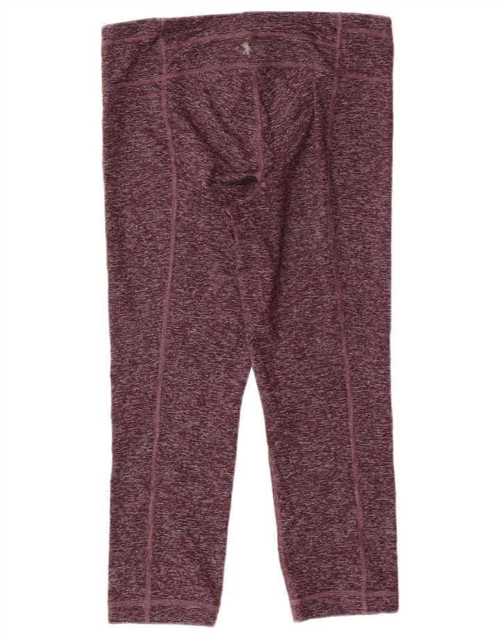 UNDER ARMOUR Capri-Leggings für Damen, UK 10, Größe S, Burgunderrot, geflecktes Polyester